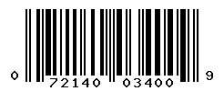 UPC barcode number 072140034009