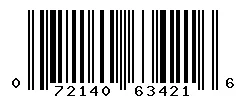 UPC barcode 072140634216