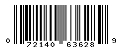 UPC barcode number 072140636289