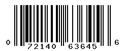 UPC barcode number 072140636456