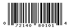 UPC barcode number 072140801014