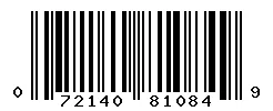 UPC barcode 072140810849