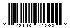 UPC barcode number 072140813000