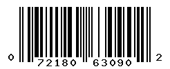 UPC barcode number 072180630902