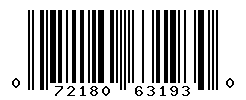 UPC barcode number 072180631930