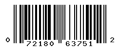 UPC barcode number 072180637512