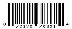 UPC barcode number 072180708014