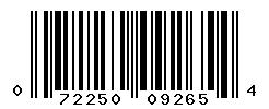 UPC barcode number 072250092654