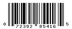 UPC barcode number 072392854165