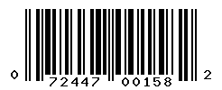 UPC barcode number 072447001582