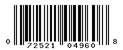 UPC barcode number 072521049608