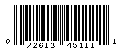 UPC barcode number 072613451111