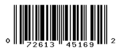 UPC barcode number 072613451692