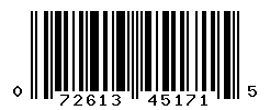 UPC barcode number 072613451715