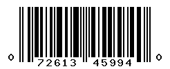 UPC barcode number 072613459940