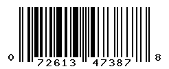 UPC barcode number 072613473878 lookup