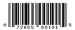 UPC barcode number 072655001015