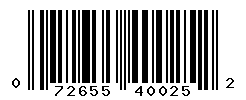 UPC barcode number 072655400252