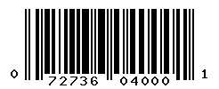 UPC barcode number 072736040001