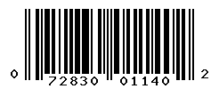 UPC barcode number 072830011402