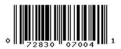 UPC barcode number 072830070041