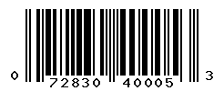 UPC barcode number 072830400053