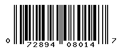 UPC barcode number 072894080147