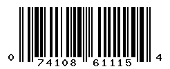UPC barcode number 074108611154