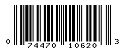 UPC barcode 074470106203
