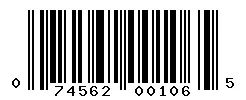 UPC 074562001065 barcode image