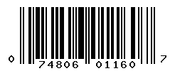 UPC barcode number 074806011607