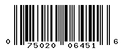 UPC barcode number 075020064516