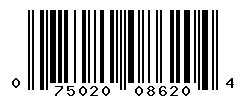 UPC barcode number 075020086204