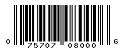 UPC barcode number 075707080006