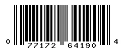 UPC barcode 077172641904