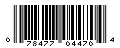 UPC barcode number 078477044704