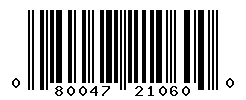 UPC barcode number 080047210600