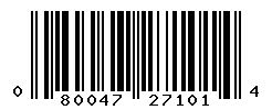 UPC barcode number 080047271014