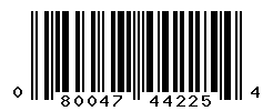 UPC barcode number 080047442254