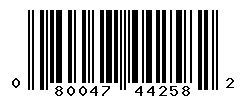 UPC barcode number 080047442582