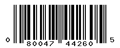 UPC barcode number 080047442605