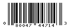 UPC barcode number 080047447143