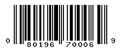 UPC barcode number 080196700069