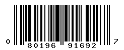 UPC barcode number 080196916927