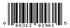 UPC barcode number 080313029615