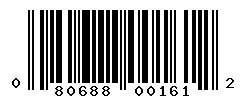 UPC barcode number 080688001612