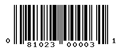 UPC barcode number 081023000031