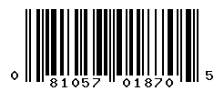 UPC barcode number 081057018705