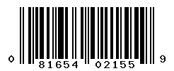 UPC barcode number 081654021559