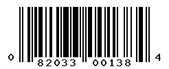 UPC barcode number 082033001384